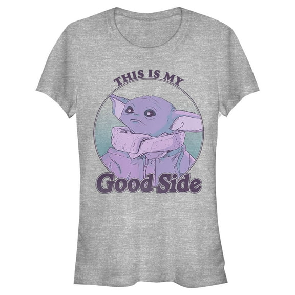 Junior's Star Wars: The Mandalorian The Child Good Side  Graphic Tee Athletic Heather X Large
