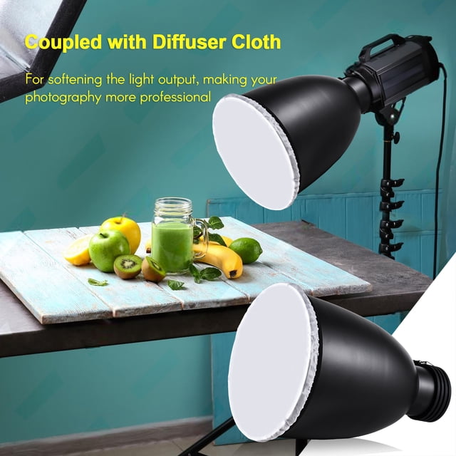 Reflector 11.6 Inch Beauty Dish with Mount Tele-Zoom Reflector Diffuser Lamp Shade Dish with 60 Grid & Diffuser Sock for Mount Studio Strobe Flash Light