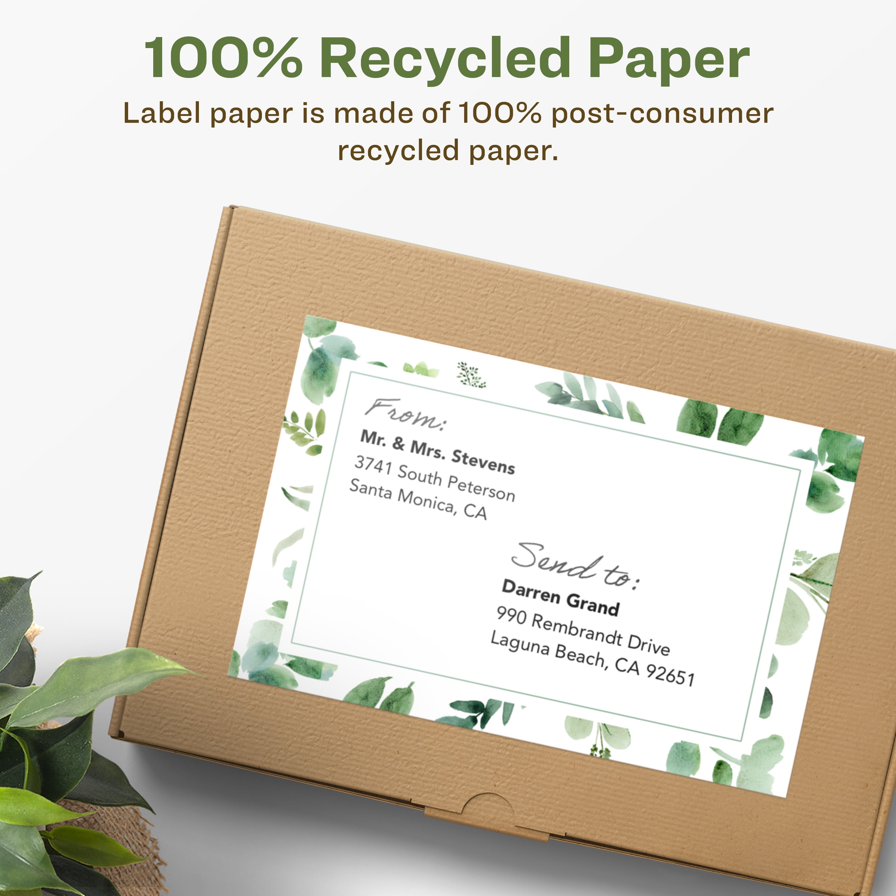Avery EcoFriendly Rectangle Labels, 5" x 7", 200ct