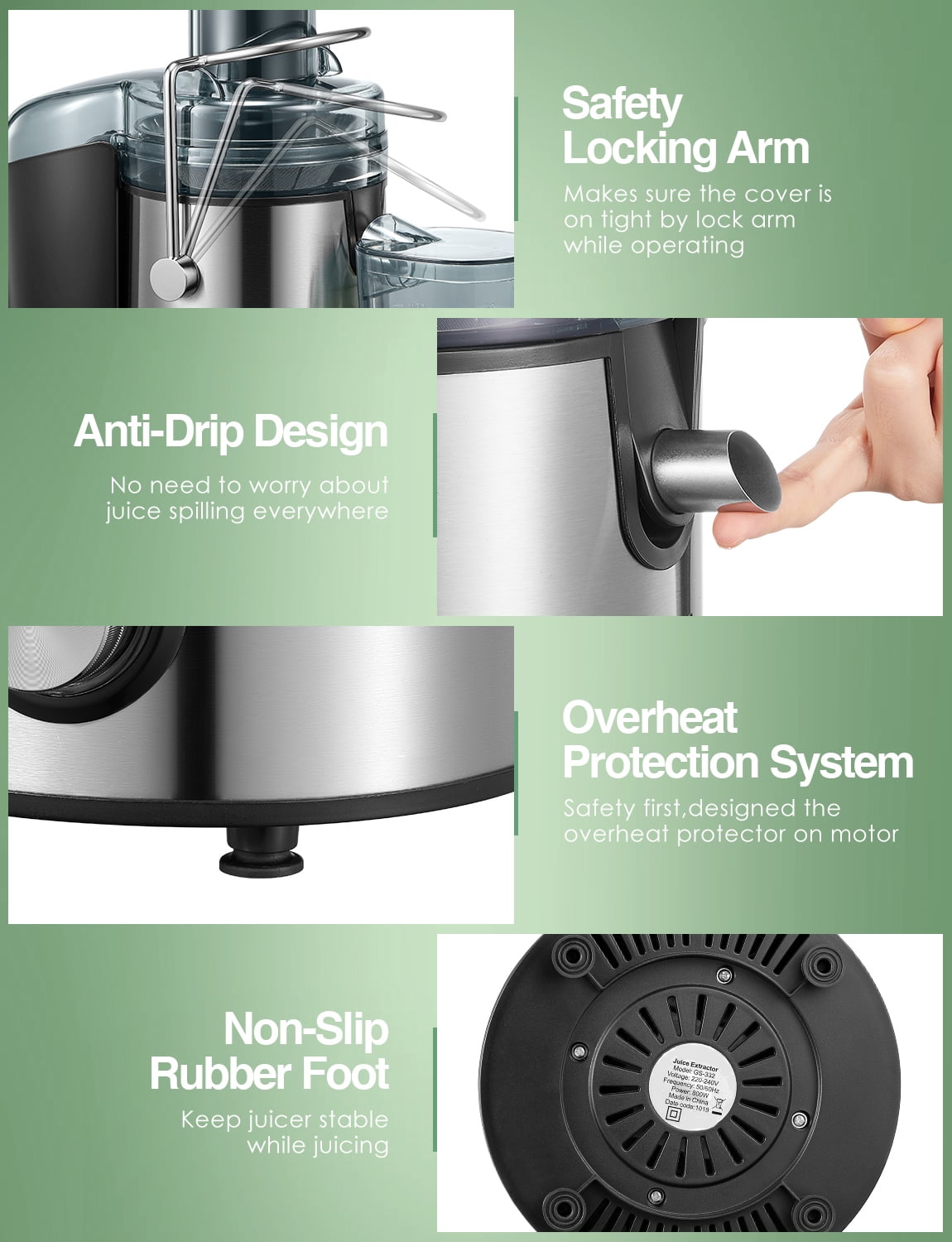 Juicer Machine 1000W,  Juice Extractor,  3" Feed Chute for Whole Fruit Vegetable, Easy to Clean