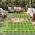 thumbnail image 2 of Green Happy Easter Outdoor Rug for Patio/Deck/Porch, Non-Slip Large Area Rug 6 x 9 Ft, Spring Easter Eggs Floral Plaid Indoor Outdoor Rugs Washable Area Rugs, Reversible Camping Rug Carpet Runner, 2 of 8