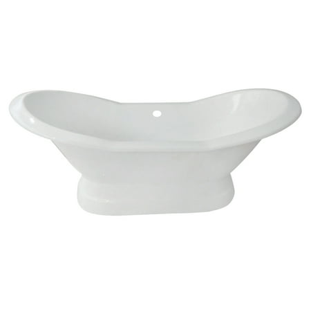 Cast Iron Double Slipper Tub - Aqua Eden 72-Inch Cast Iron Double Slipper Pedestal Tub No Faucet Drillings, White