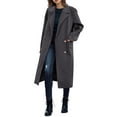 thumbnail image 3 of Fall Winter Women Solid Color Long Sleeve Double Breasted Casual Lapel Long Trench Coat, 3 of 6