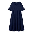 thumbnail image 5 of Horkkom Plus Size Dresses for Women Summer V Neck Maxi Dresses Causal A Lined Tiered Dress XXXXL, 5 of 8