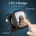 thumbnail image 3 of 3 Pack Case Compatible with Apple Watch Series 8/7 45mm with Tempered Glass Screen Protector, Hard PC Full Coverage Ultra-Thin HD Bumper Protective Cover for iWatch 45mm, Black/Black/Black, 3 of 5