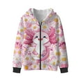 thumbnail image 4 of Xoenoiee Axolotl Daisy Print Girls Hoodies Hooded Sweatshirt Graphic Pullover Hoodies Full-Zip Front Long Sleeve Shirt Fall Clothes Sweater Shirt Outfits for Kids Tenns, M, 4 of 7