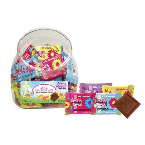 Scripture Candy, Jesus Lives! Milk Chocolate Jar