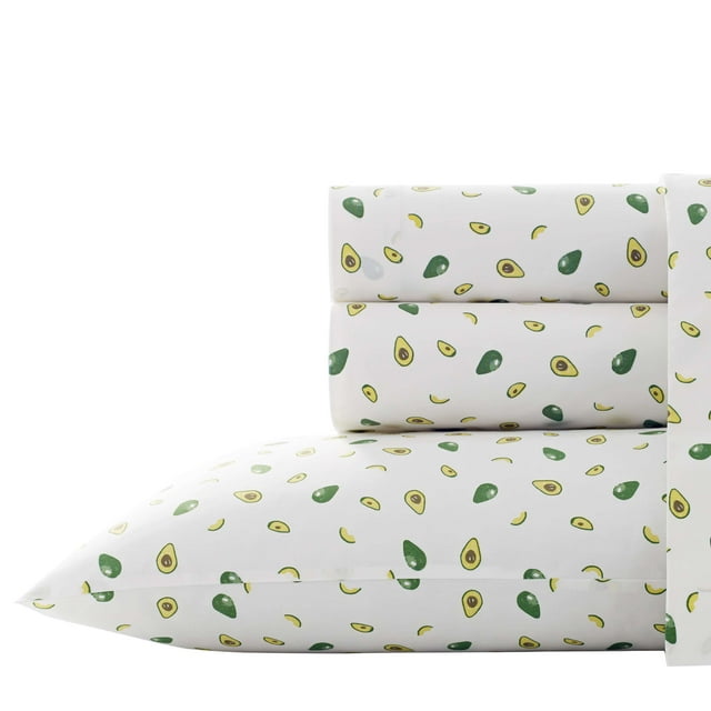 Poppy & Fritz Ensemble de Drap de Lit Percale - 100% Coton, Croustillant et Frais, Léger et Anti-Humidité, Complet, Avocats