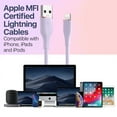 thumbnail image 5 of Lax Gadgets Apple MFi Lightning Cable Certified–10 Feet Purple Nylon Polycarbonate USB Cable iPhone,Compatible with iPhone 14/13/12/11/Pro/X/Max,fast charging lightning cable lightning cable 10 ft, 5 of 5