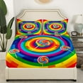 thumbnail image 2 of Erosebridal 3D Lollipop Fitted Sheet Full, Rainbow Swirl Spiral Bedding Set Full Size, Geometric Decor, 3 Pieces（No Top Sheet）, 2 of 6