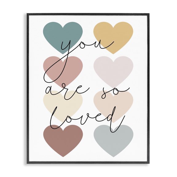 Stupell Industries Contemporary You Are Loved Hearts Black Framed Giclee Art, 11 x 14, by Katie Griggs