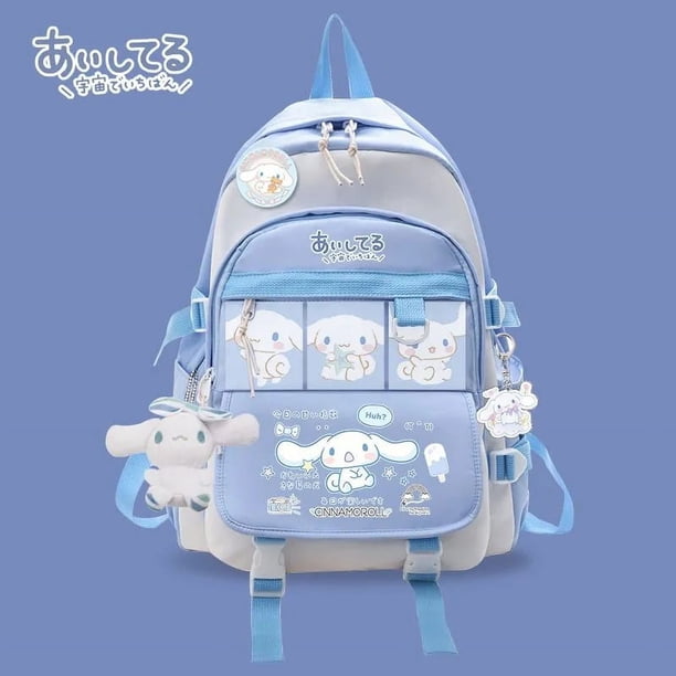 Mochila De felpa de Anime Sanrio Cinnamoroll para niños y niñas, Bolsa Escolar Kawaii para estudiantes, regalo grande para computadora, azul