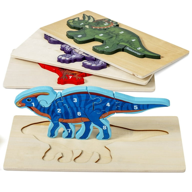 JEEXI Montessori Wooden Puzzles Pack for Toddlers Age 2-6