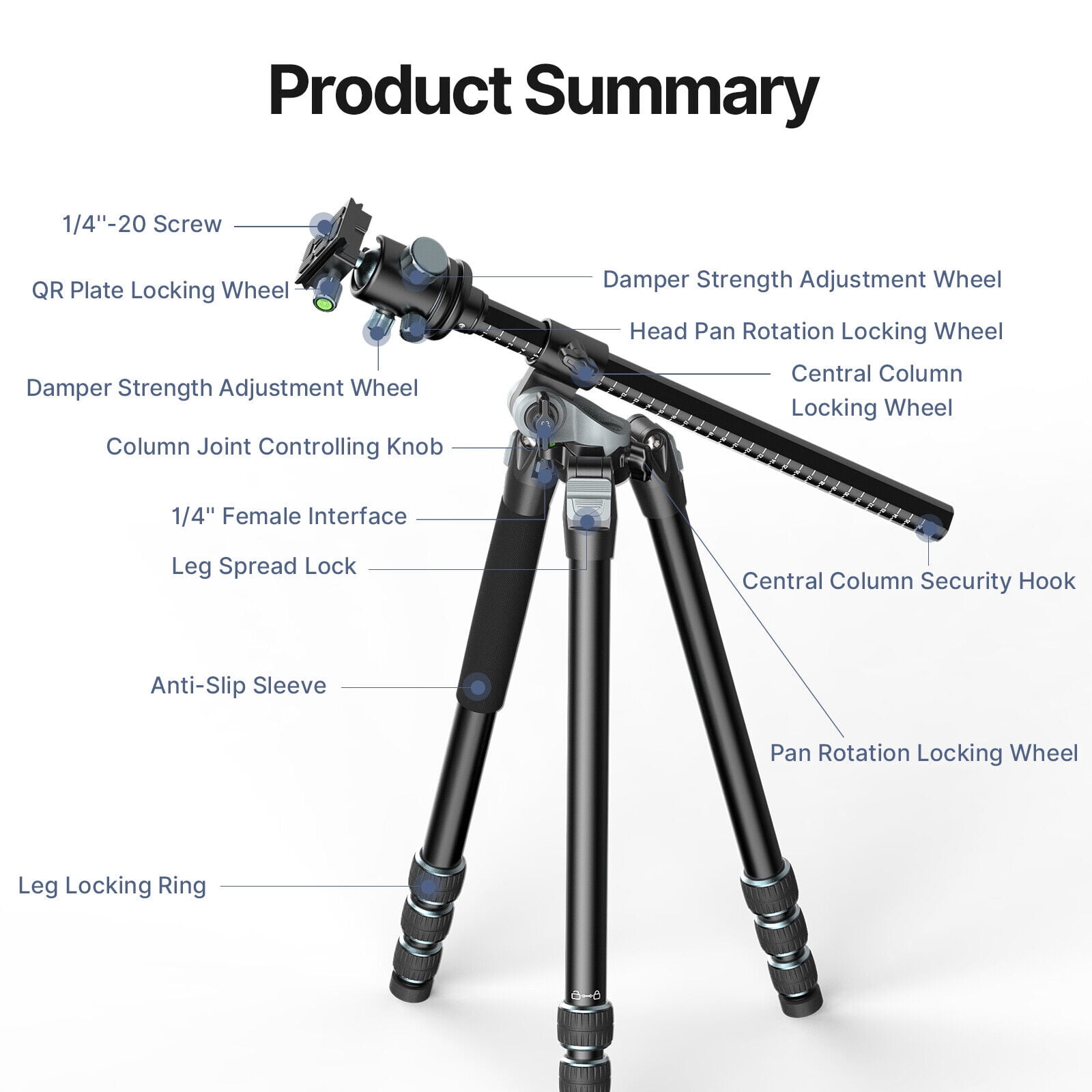 Ulanzi MT-59 Aluminum Multifunction Tripod & Monopod with 360° Ball Head, Arca-Compatible Camera Stand for DSLR Cameras & Smartphones