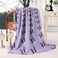 thumbnail image 2 of Purple Boston Terrier Puppy Blanket,Comfortable Soft Flannel Throw Blanket,All Season,Warm Lightweight Blankets for Sofa Bed Couch Living Room Chair,40"x50", 2 of 4