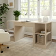 thumbnail image 2 of Martha Stewart Home Office Modular Single-Drawer Desk with Dual 2 Tier Shelves in Light Natural with Brushed Gold Hardware, 2 of 10