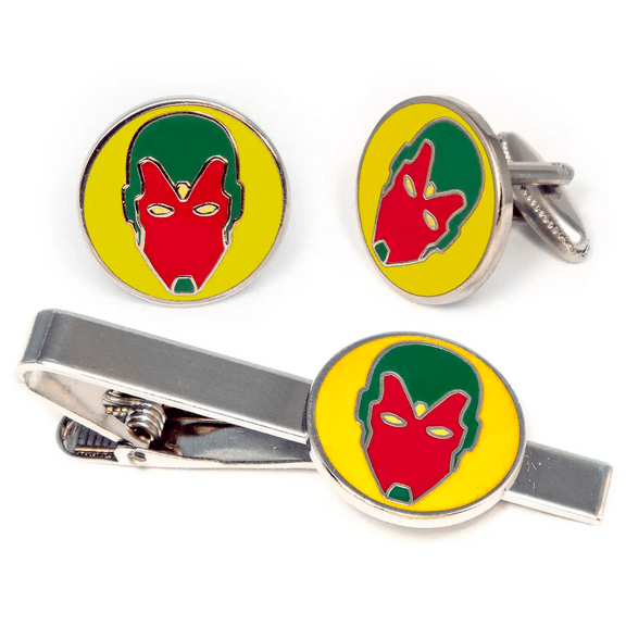 Vision Cufflinks, Avengers Tie Clip, Groomsman Jewelry, Men’s Wedding Gifts