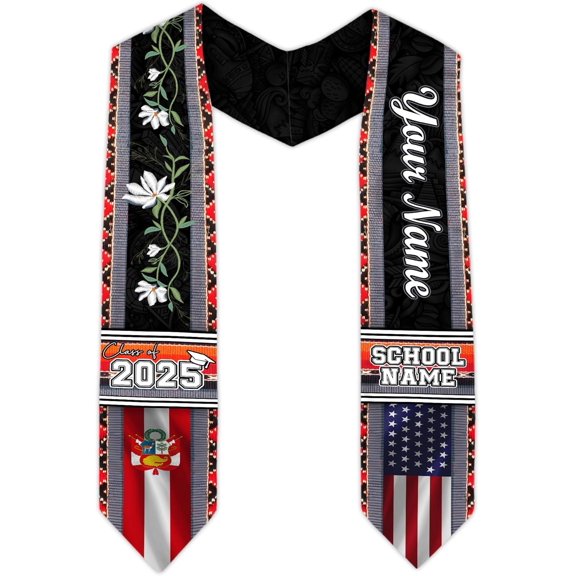 Peruvians Graduation Sash, Peru Graduation Stole Custom Personalized Peruvians American Flag Graduation Sash 2025