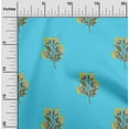 thumbnail image 1 of oneOone Cotton Jersey Turquoise Blue Fabric Leaves & Flower Floral Craft Projects Decor Fabric Printed By The Yard 58 Inch Wide, 1 of 4