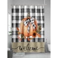 thumbnail image 5 of Fall Shower Curtain Pumpkin Shower Curtains for Bathroom Thanksgiving Decor, Waterproof Polyester Shower Curtain Set with Hooks, Stall Long 36" x 72" Sunflower Black White Plaid, 5 of 6