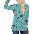 thumbnail image 3 of DYMADE Women's Elegant Fashion Floral Print Long Sleeve Button V-Neck T-Shirt Basic Blouses, 3 of 3