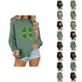 thumbnail image 1 of Chandail Graphique Trèfle de la Saint-Patrick pour Femmes 2026 Tendance à Manches Longues Col Rond Chandail Femmes chandail, 1 of 6