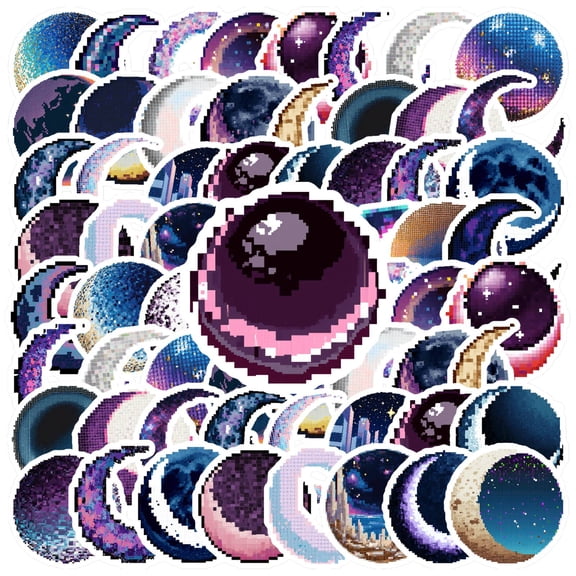 35pcs Holographic Stickers Space Stationery Stickers PVC Galaxy Decals Moon Stickers for Laptops Phones Suitcases