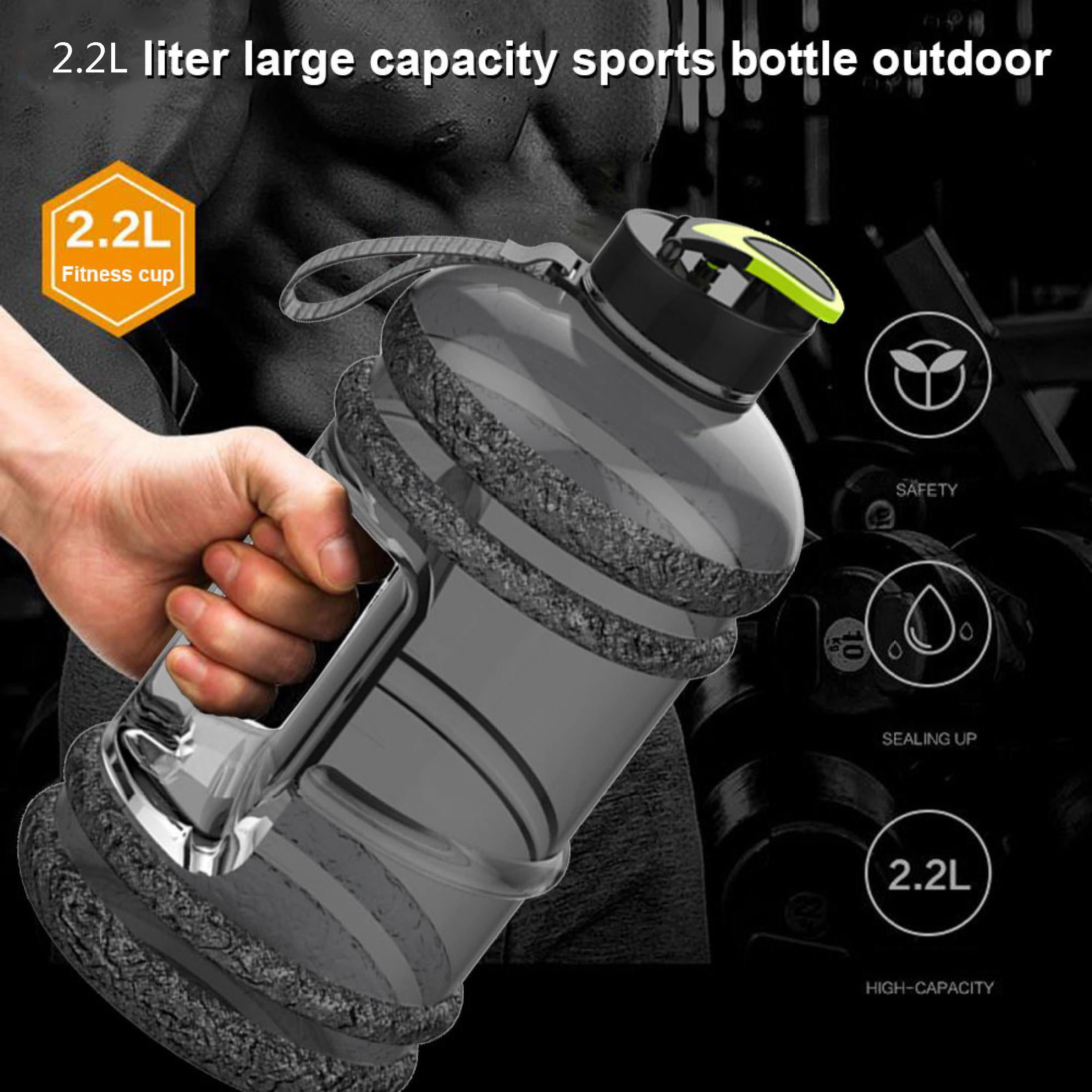 2.2L Big Large BPA Free Sport Gym Training Drink Water Bottle Cap Kettle Camping 