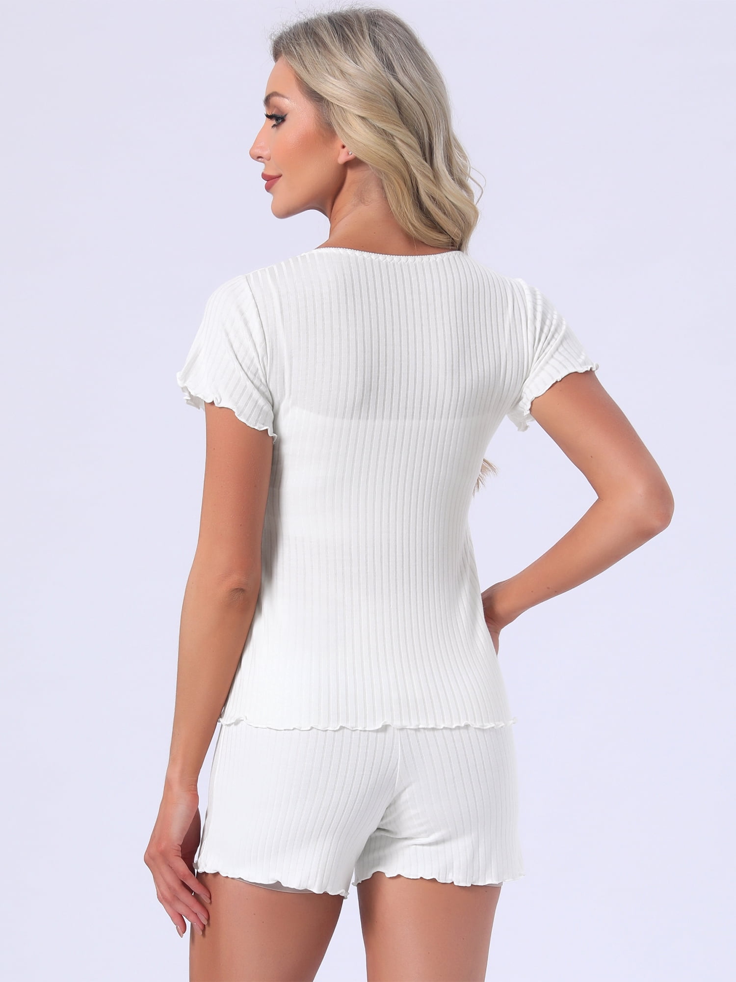 DARING DIVA Women's Nursing Modal Short Sleeves Postpartum Pajama Sets L White