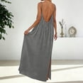 thumbnail image 5 of Maqroz Backless Cami Dresses for Women Plus Size Casual Sleeveless Spaghetti Strap House Dress Long Sundress with Back Tie Summer Lounge Dress Beach Vacation Clothes Gray 29, 5 of 7