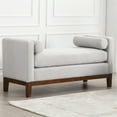 thumbnail image 6 of Ottoman with Bolster Pillows & Wood Legs, Upholstered Bench, Elegant Indoor Bench, Entry Bench, 53.5"W Ottoman Bench for End of Bed, Bedroom, Living Room, Entryway, Light Gray, 6 of 6
