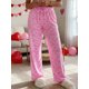 thumbnail image 5 of Pantalones de mujer para el Día de San Valentín, con estampado romántico de corazones, cintura elástica con cordón ajustable, pernera ancha y corte holgado, estilo casual para uso diario., 5 of 9
