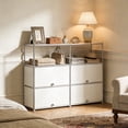 thumbnail image 7 of Innovaze 4-Door Modular Metal Sideboard with Open Shelf, Modern Twin-Row Grid Cabinet for Dining or Living Room, Office, White, 7 of 7
