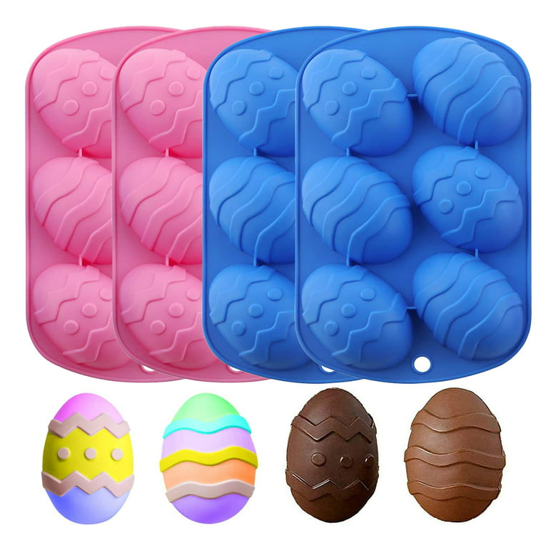 HomChum Easter Egg Silicone Mold Egg Molds for Chocolate Egg Shaped Mold  Baking Pan for Easter Party Hot Chocolate Bombs Fondant Candy Jelly Dome  Mousse Cake Topper Making, 2Pcs Pink&2Pcs Blue 