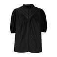 thumbnail image 5 of jtjvou Women's Summer Tops 2026 Dressy Casual Short Sleeve V Neck Buttons Hollow Eyelet Lace Embroidered Blouses Shirts Black S, 5 of 6