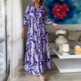 thumbnail image 4 of Gibobby Vestido largo de verano para mujer Vestido largo bohemio con cuello en V y manga larga para mujer(Azul,CH), 4 of 5