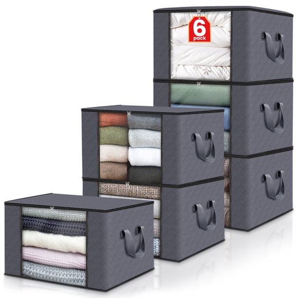 Bolsas de almacenamiento Fab Totes, paquete de 6 unidades, 60 litros, color gris