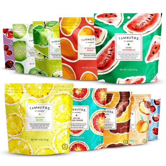 Tamalitoz Variety 10 Bags – Fruity Mexican Hard Candy with Chili Lime Sea Salt Center – Handcrafted Bold Flavors, Gluten-Free, Kosher, No Artificial Colors, 4oz Each Bag