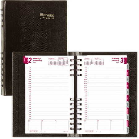 Planter Cover - Brownline, REDCB634CBLK, CoilPro Hard Cover Daily Appointment Book / Monthly Planner, 1 Each, Black