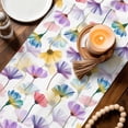 thumbnail image 3 of Watercolor Flowers Table Runner - 60 Inch Long Spring Floral Plants Country Cotton and Linen Blended Dress Scarves Farmhouse Table Runner for Kitchen Dining, Coffee Table, 13" x 60", 3 of 8