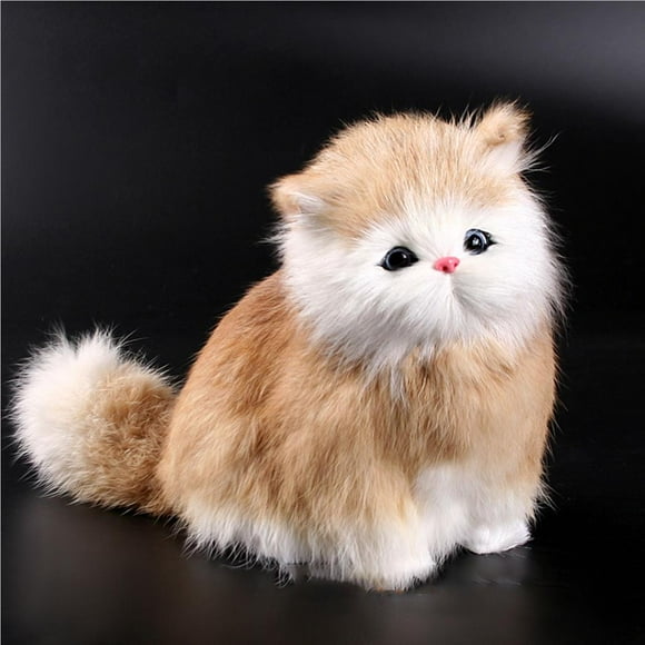 pitrice Real Sheep Hair Simulation Cat Plush Toy Electronic Pet Doll with Meow Sound Children's Cute Pet Toy No.3
