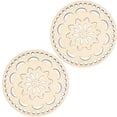 thumbnail image 2 of Honrane 2Pcs Crochet Wood Bases Unpainted Floral Pattern Round Hollow Knitting Wooden Basket Bottoms for Embroidery, 2 of 8
