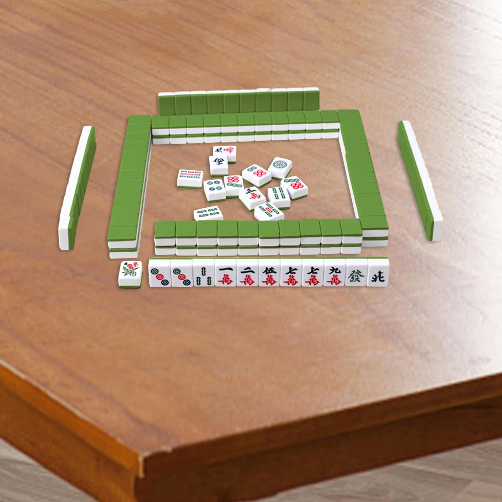 LeeQinersw 144x Chinese Version Game Set Leisure Time Chinese Style Game Mini Mahjong Tiles Green