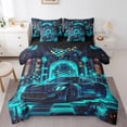 thumbnail image 1 of YST 7 Piece Boys Blue Race Car Comforter Set With Sheets Queen Cool Sports Car Bed In A Bag For Kids Teen Car Racing Games Bedding Set Geometric Checkered Flag Bed Set Race Car Room Decor, 1 of 5