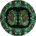 thumbnail image 1 of Ahgly Company Indoor Round Medallion Turquoise Blue French Area Rugs, 8' Round, 1 of 4