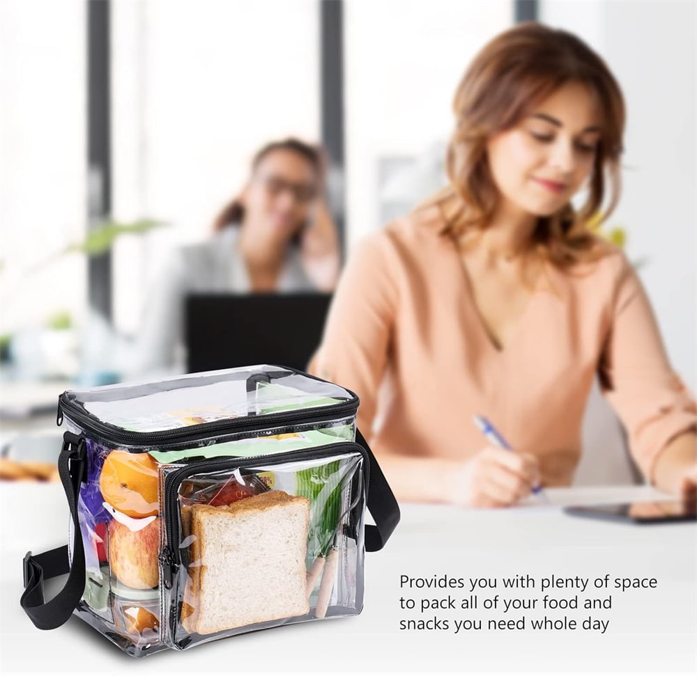 NOGIS Stadium Approved Clear Tote Bag with Adjustable Strap, Front Storage Compartment, and Mesh Pockets - See Through Zippered Clear lunch Bags for Work, School, Concerts