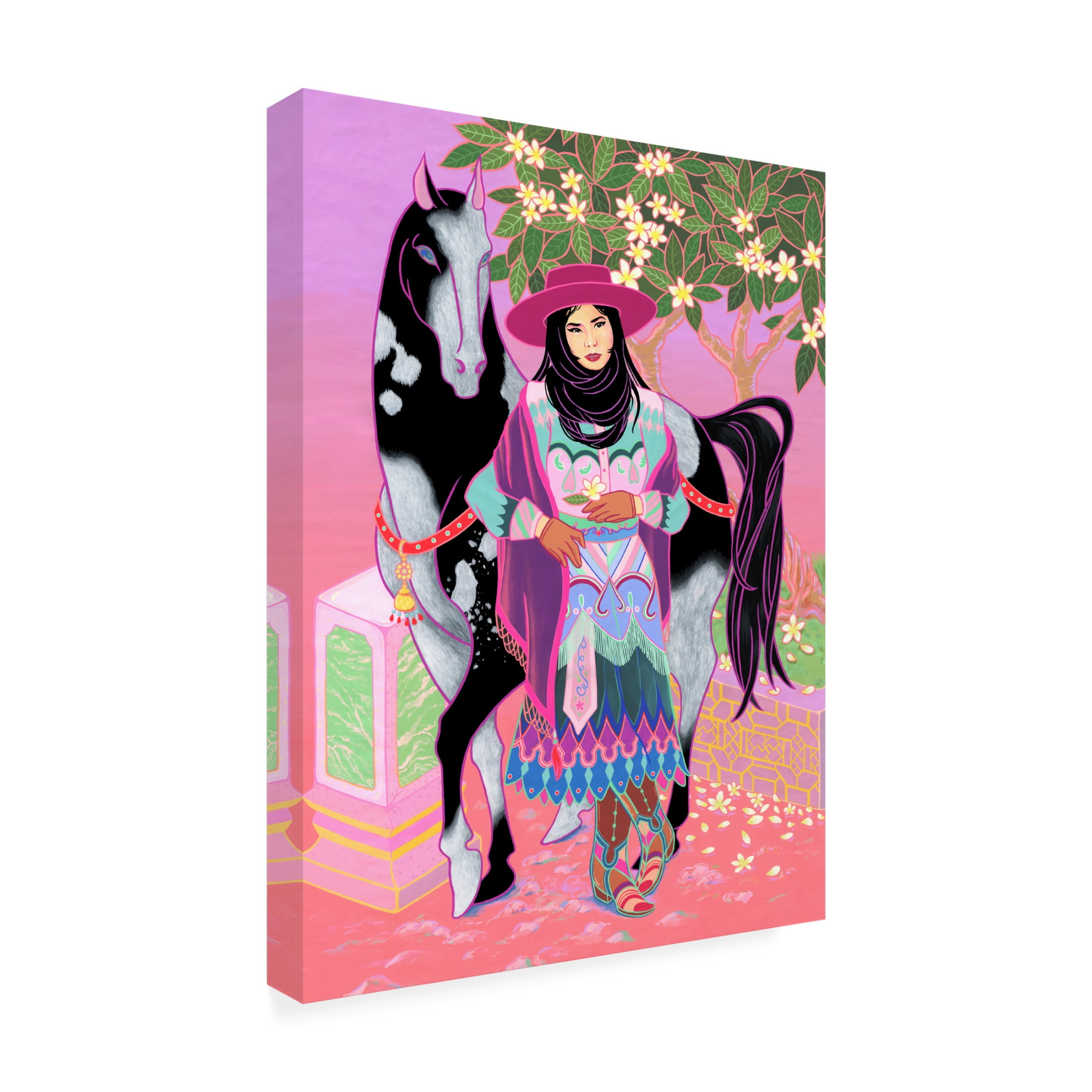 Tsz Kam 'Cantones Cowgirl Waiting Under Plumeria, 2020' Canvas Art - 14 x 19 Inches