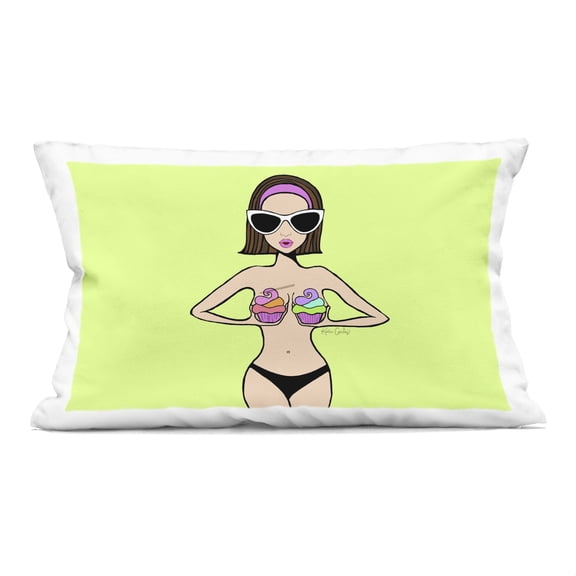 Stupell Industries Glam Summer Gal & Cupcakes Design by Katie Conley Throw Pillow