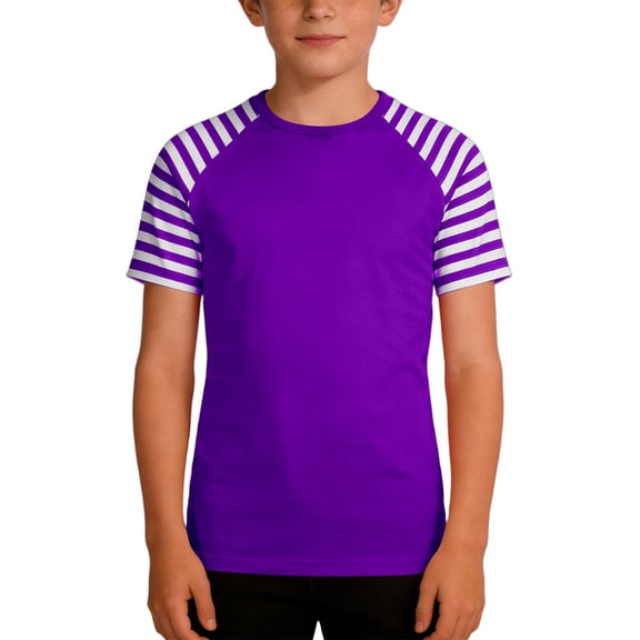 oqasdz Boys Carnival Stripe Print Short Sleeve T Shirt Colorful Festive Graphic Tee Top for Kids Comfortable Fit Performance Summer Dailywear