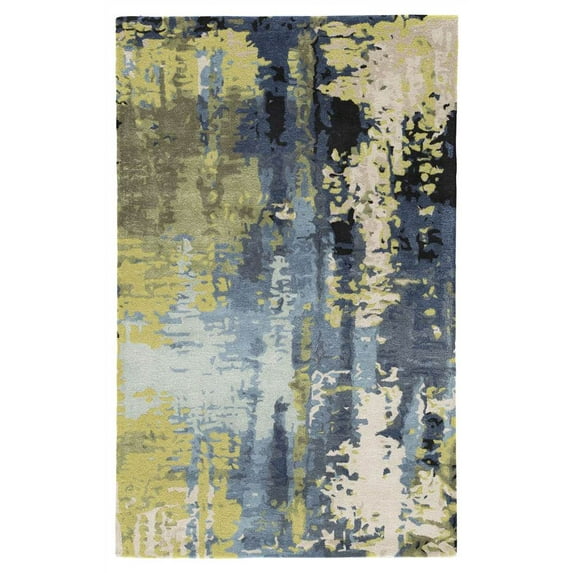 Matcha Abstract Area Rug in Blue and Green (11 ft. L x 8 ft. W)